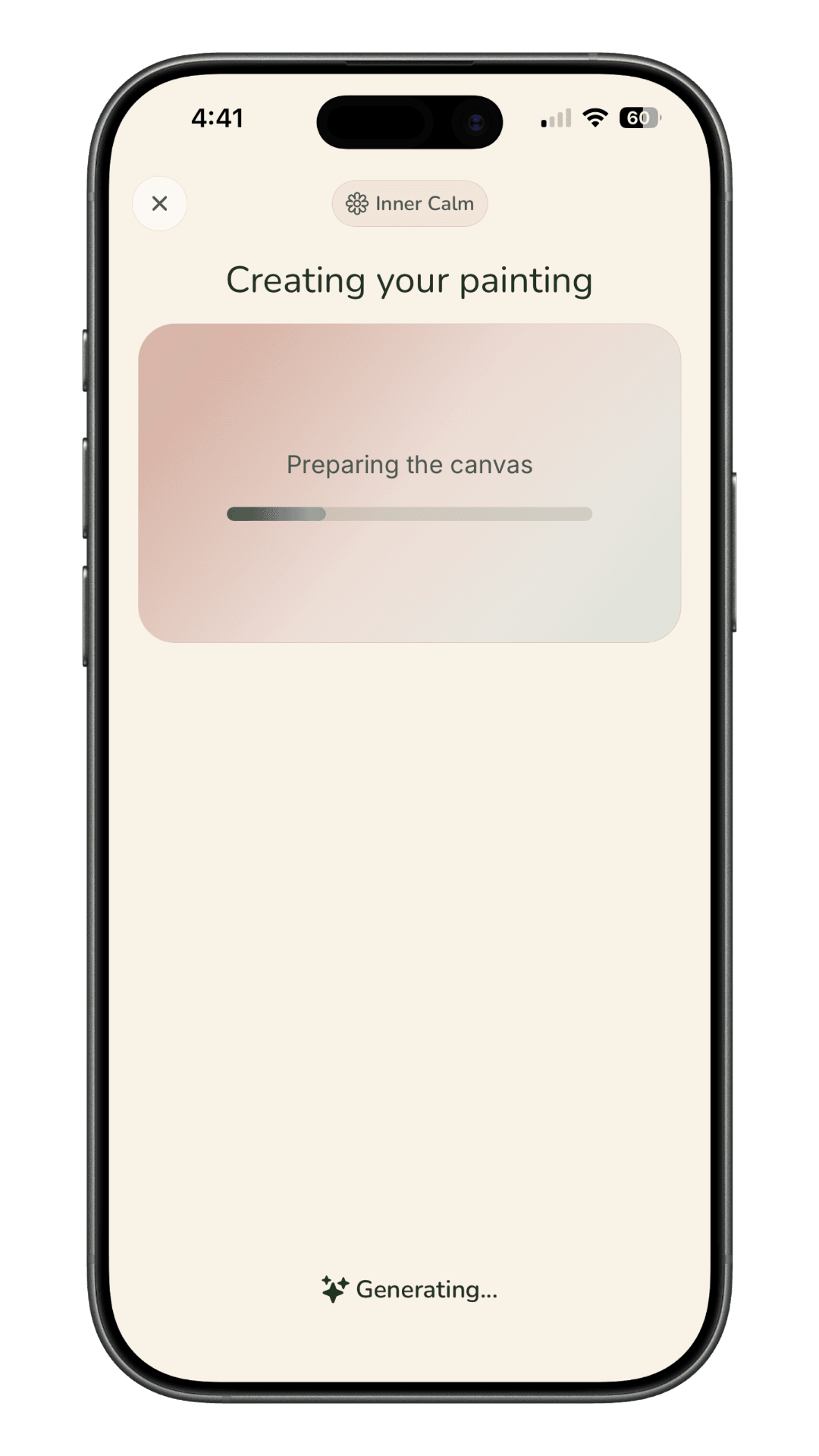 Generating state · Adding the final brushstrokes